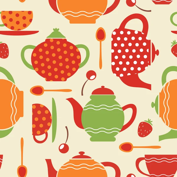 Tea seamless pattern — Stock Vector