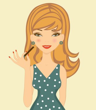 Young beautiful woman holding eye pencil