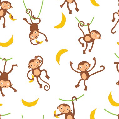 Cute monkeys pattern clipart
