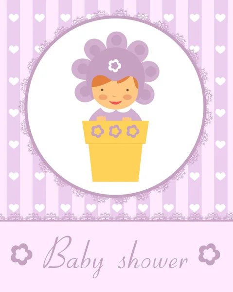 Bébé en pot de fleur carte — Image vectorielle