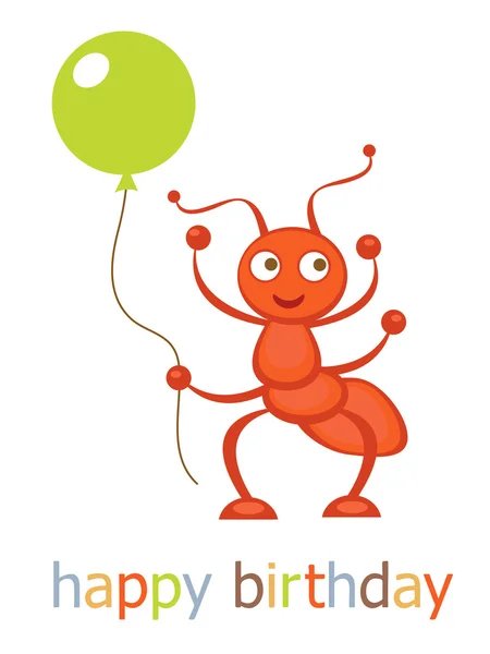 Ant の幸せな誕生日カード — ストックベクタ