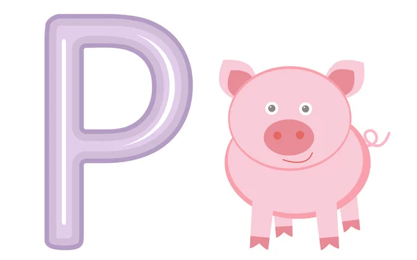 P es para cerdo — Vector de stock