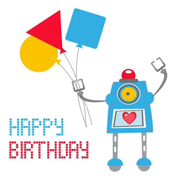 Cute Robot Birthday card — Stock Vector