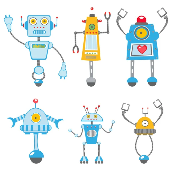 Ensemble de robots mignons — Image vectorielle