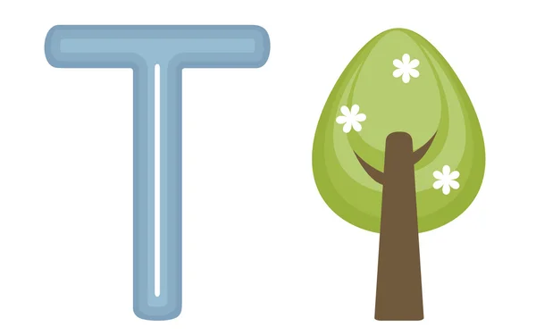 T is for tree — Stock Vector