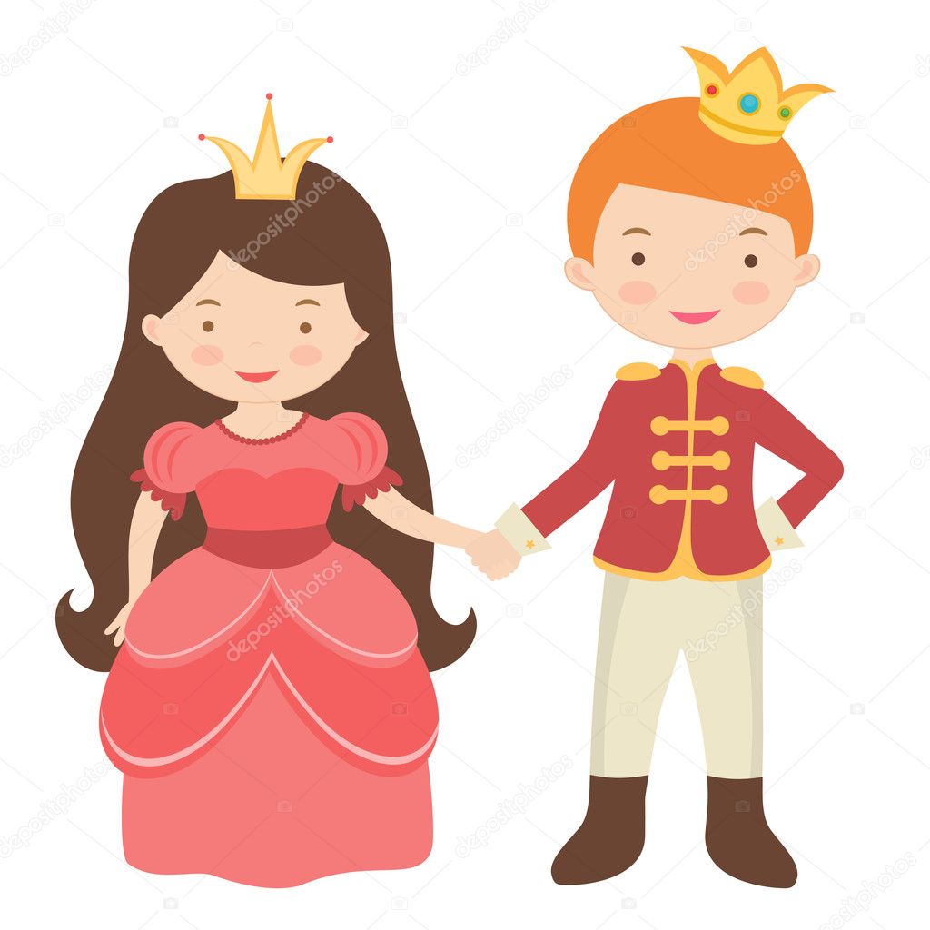 卡通公主和王子插画图片素材_ID:124825627-Veer图库