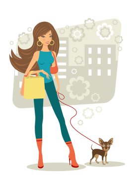 güzel bir kadın ile köpek alışveriş
