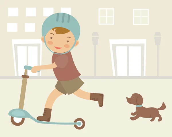 Boy on scooter — Stock Vector