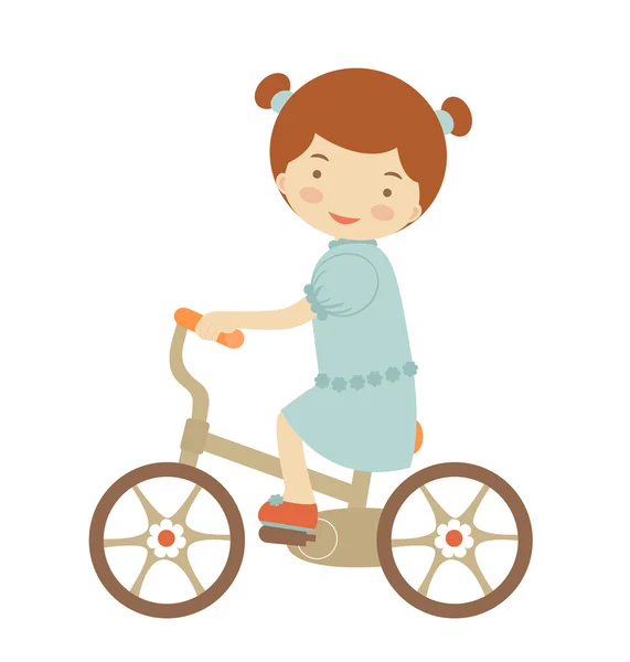 Fille sur vélo — Image vectorielle