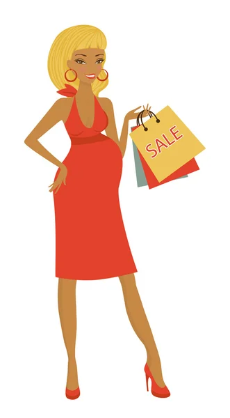 Mujer afroamericana Compras — Vector de stock