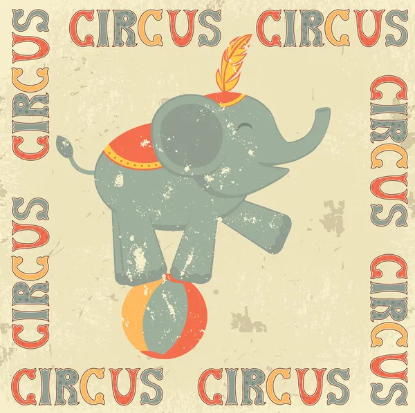 Retro-Zirkus-Poster mit Elefant — Stockvektor