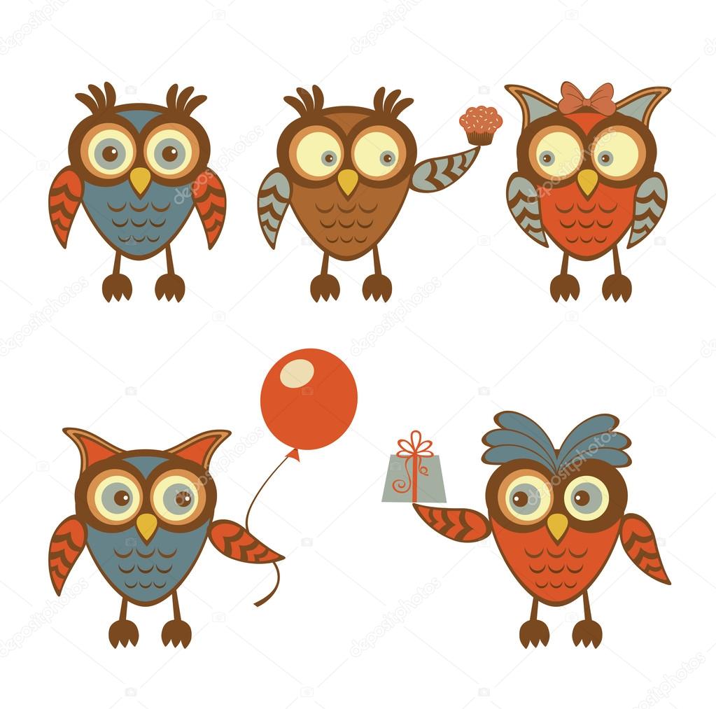 Funny owls set