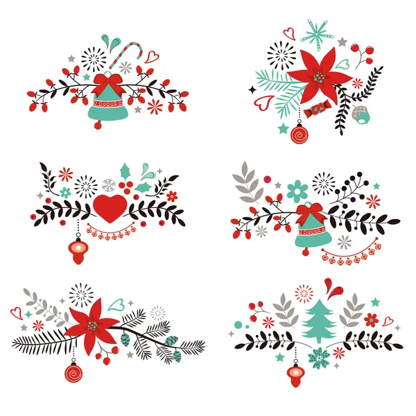 Christmas and New year decorative elements — Stock Vector