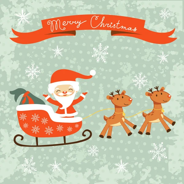 Feliz tarjeta de Navidad con Santa — Vector de stock