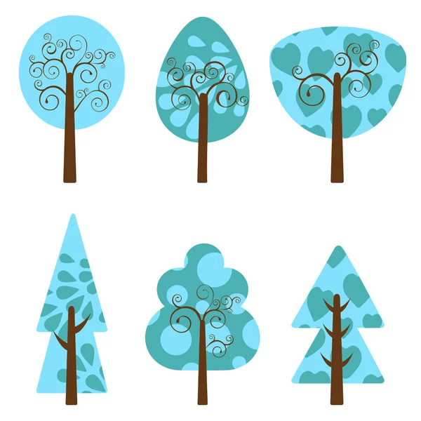 Winter trees collection — Stock Vector