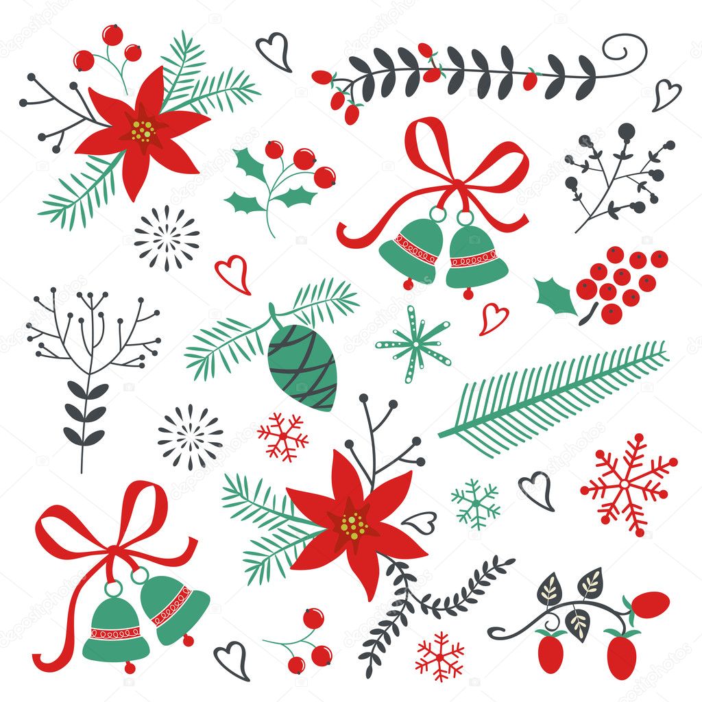 Collection of Christmas and New year elements