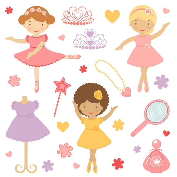 Little dancing ballerinas collection — Stock Vector