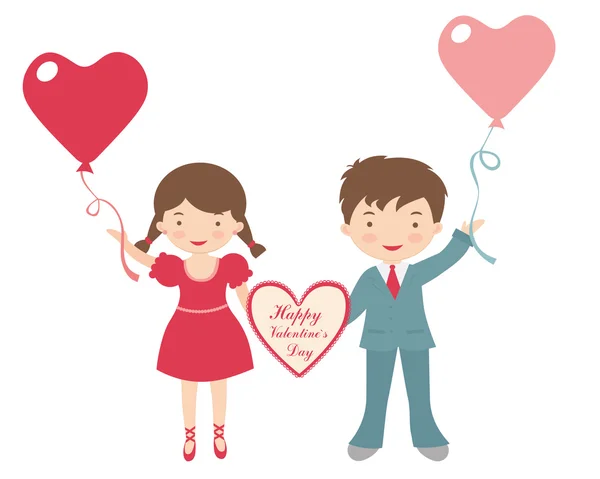 Feliz San Valentín niños — Vector de stock