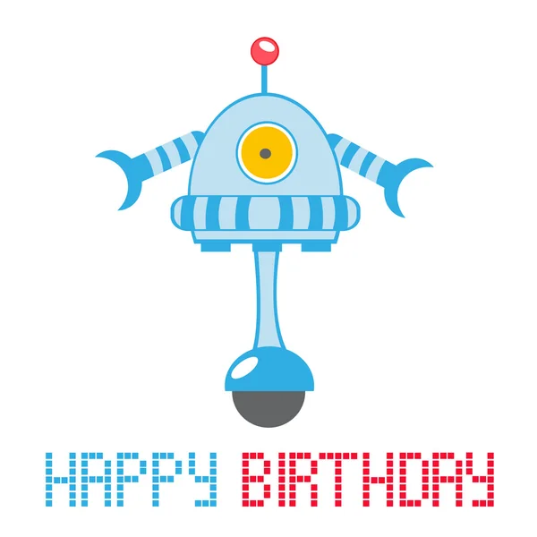 Glückwunschkarte zum Geburtstag mit Roboter — Stockvektor