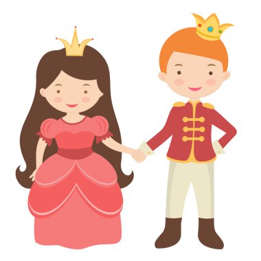 Prince and princess holding hands clipart