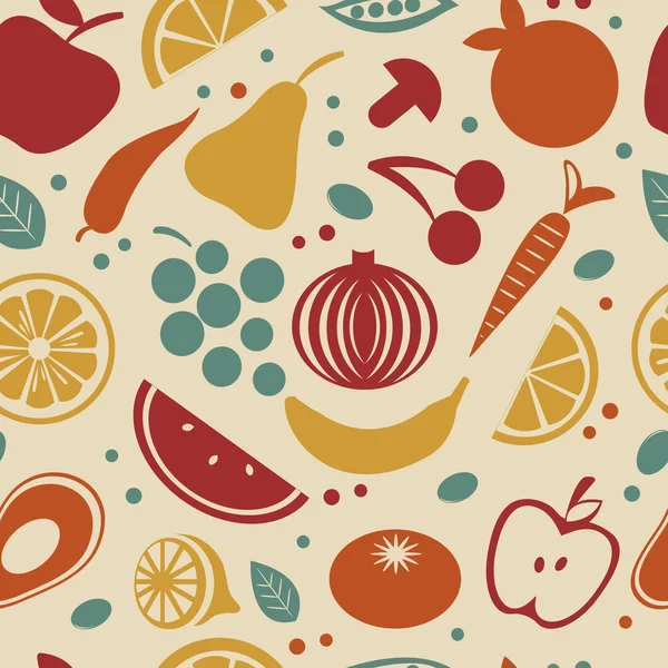 Modèle de fruits et légumes de style rétro — Image vectorielle