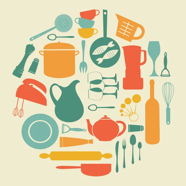 Composition ronde de cuisine — Image vectorielle