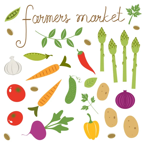 Conjunto de mercado dos agricultores —  Vetores de Stock