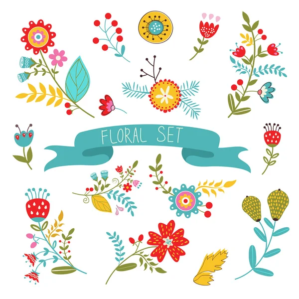 Floral decorative elements — Stock Vector