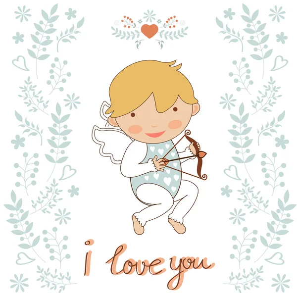 Lindo pequeño Cupido — Vector de stock