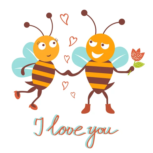 Pareja abejas — Vector de stock