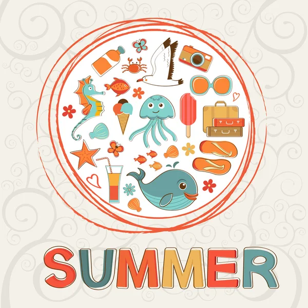 Colorful summer composition — Stock Vector