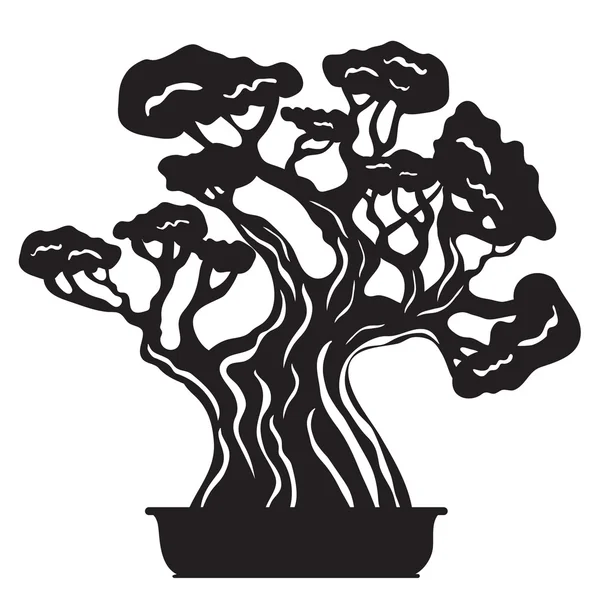 Bonsai tree silhouette — Stock Vector