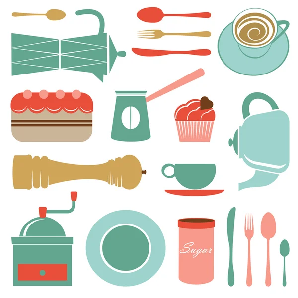 Set de cocina en colores suaves — Vector de stock