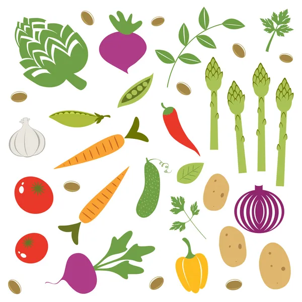 Conjunto de verduras frescas — Vector de stock