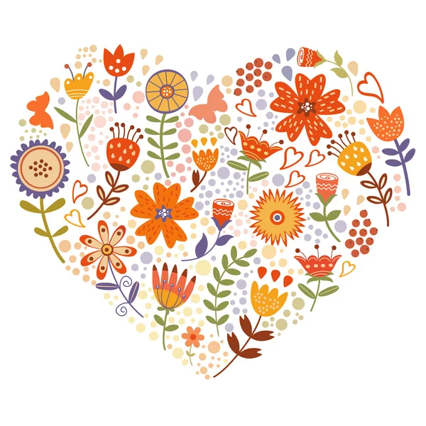 Floral heart card — Wektor stockowy