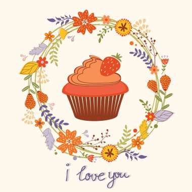 cupcake ve çelenk kartı