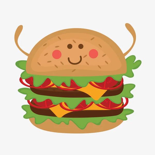 Komik hamburger — Stok Vektör