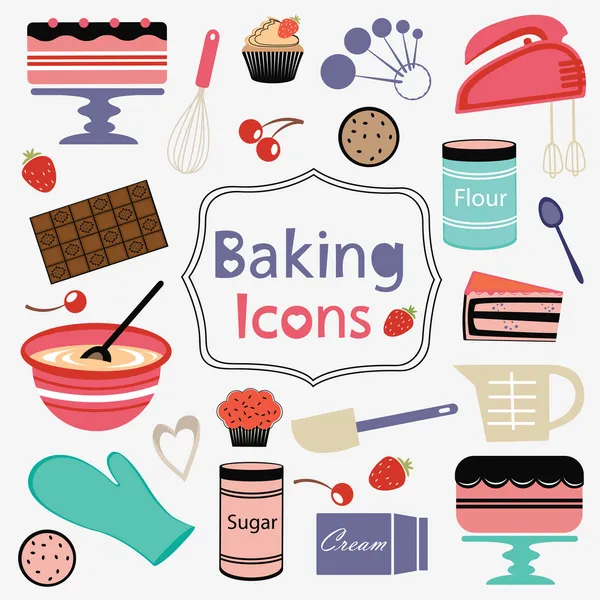 Colorful collection of baking items — Stock Vector