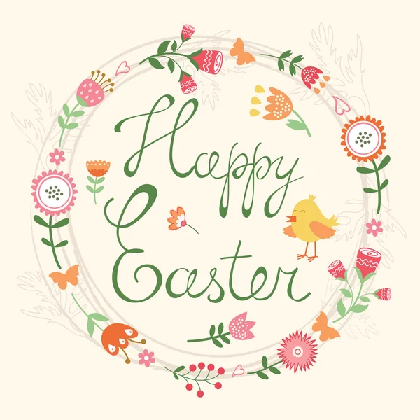 Easter card with wreath — Stock Vector