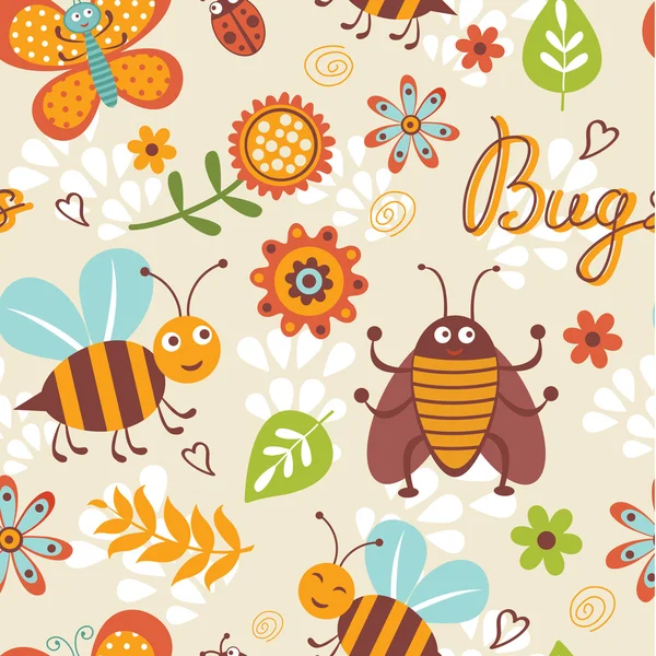 Schattig bugs patroon — Stockvector