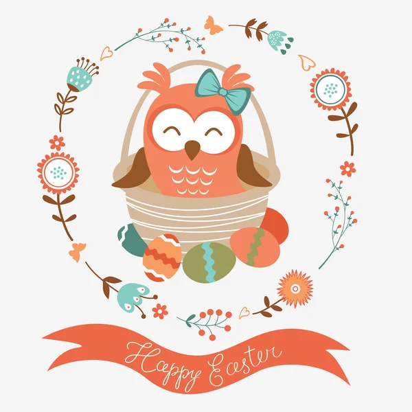 Cute Easter owl — Stock Vector