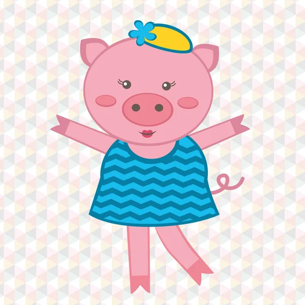 Cute fashionable pig — Stock Vector