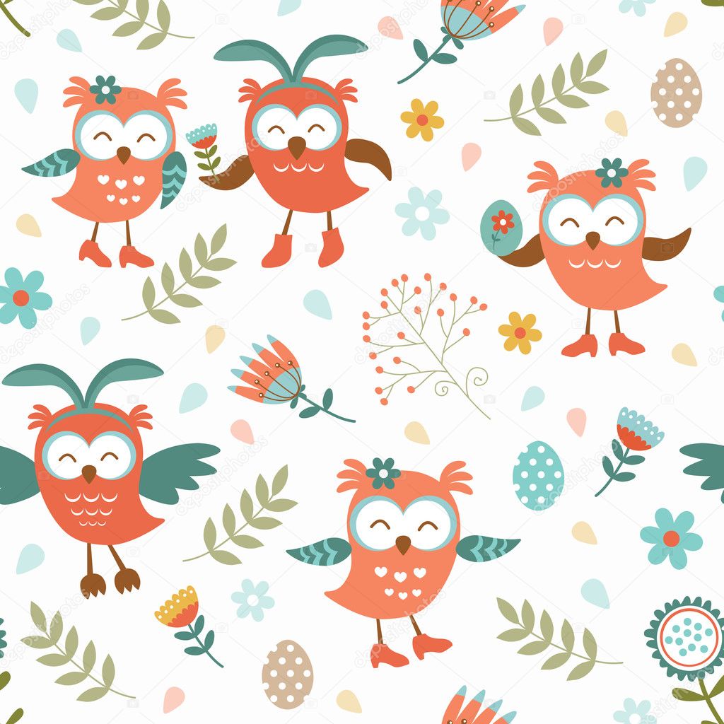 Cute Easter owls pattern