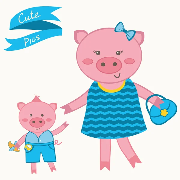 Cute pigs — Stock Vector