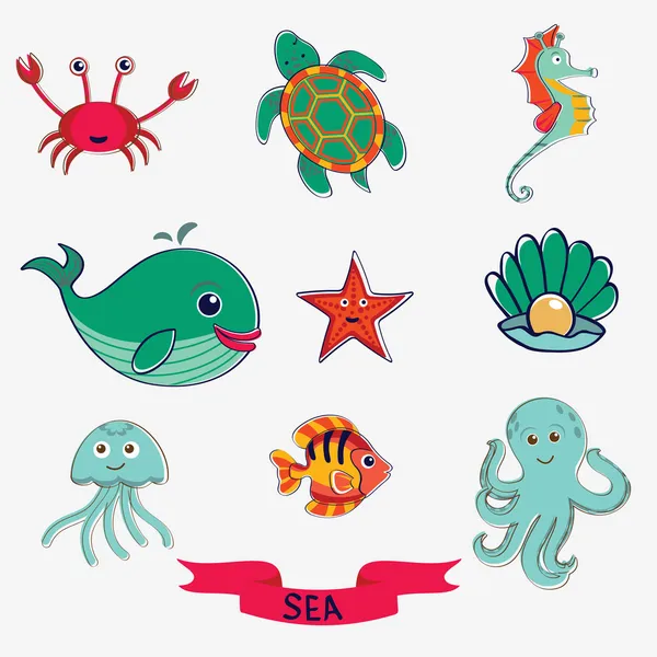 Marine creatures — Stock Vector