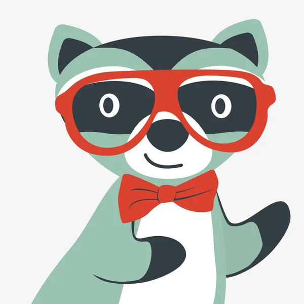 Feliz caballero mapache — Vector de stock