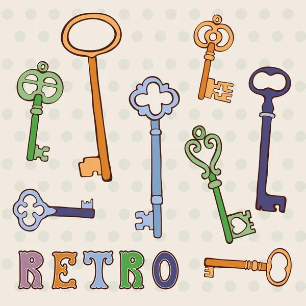 Retro keys collection — Stock Vector