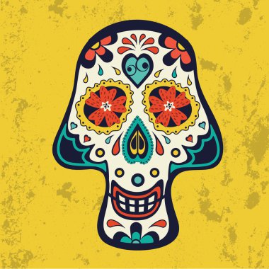 grunge zemin üzerine şeker kafatası