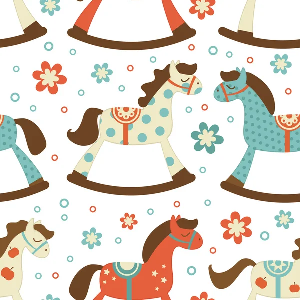 Cute rocking horses background — Stock Vector