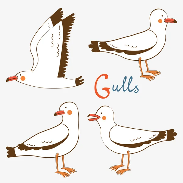 Seagulls collection — Stock Vector